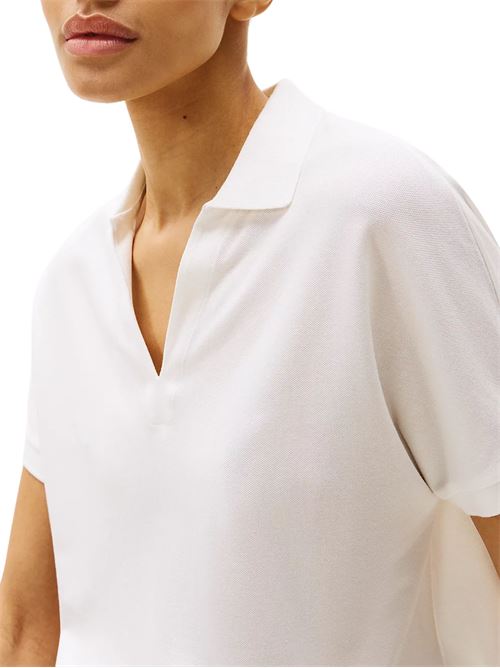 Polo donna ecru in lyocell Tommy Hilfiger | WW0WW44512YBL